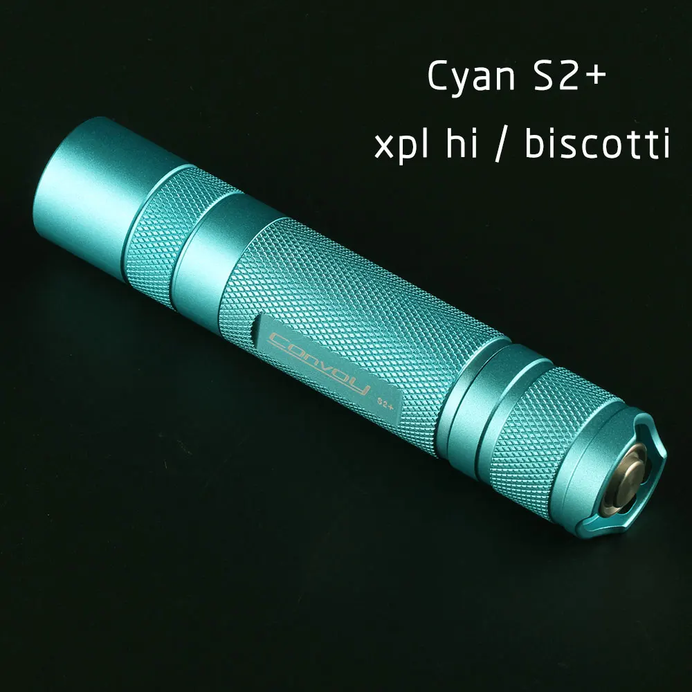 Cyan S2+ flashlight, with XPL HI led inside and ar-coated glass,biscotti firmware