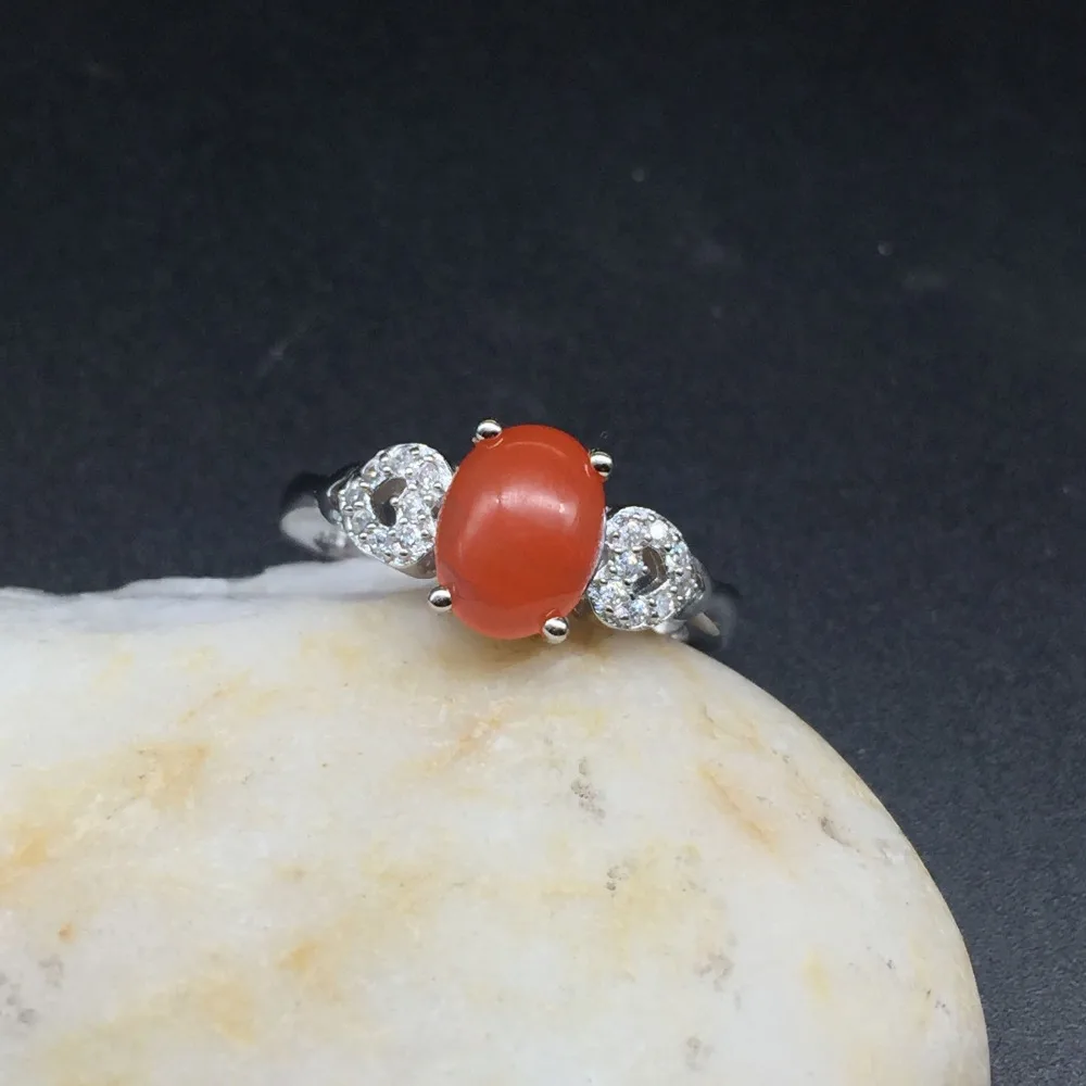 

KJJEAXCMY fine jewelry 925 sterling silver inlaid with natural south red agate female style ring.sdff
