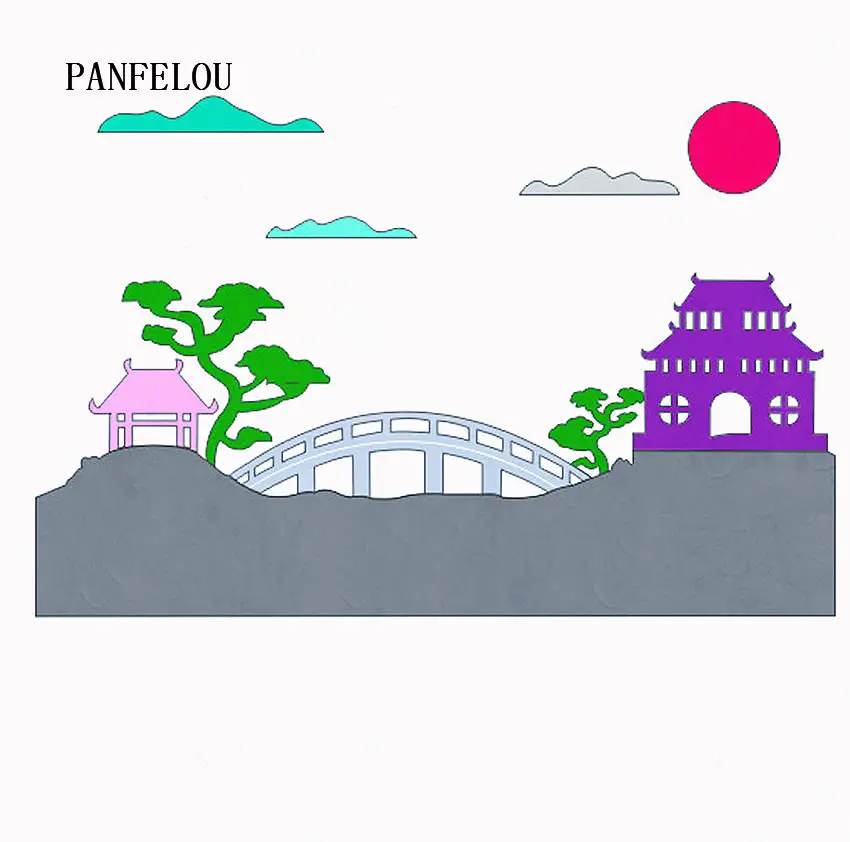 PANFELOU Хэллоуин Закат над мостом металл ремесло бумаги высечки Скрапбукинг/DIY