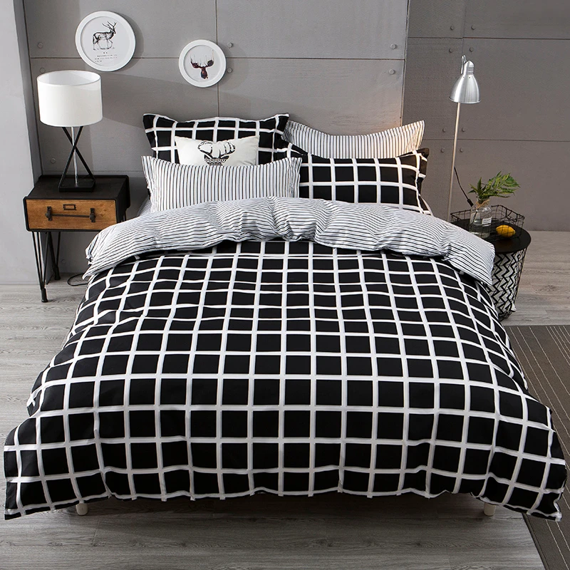 USA Europe Size Printed Bedding Sets Gray Flowers Duvet Cover Set Double Queen King 4/6pcs Soft | Дом и сад