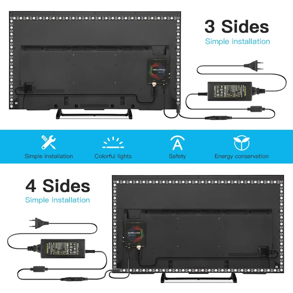 Ambilight-Kit 5 в WS2812B USB светодиодный Srtip 5050 RGB 1 м 2 м 3 м 4 м 5 м цвет мечты для HDTV Настольный ПК экран фоновое освещение