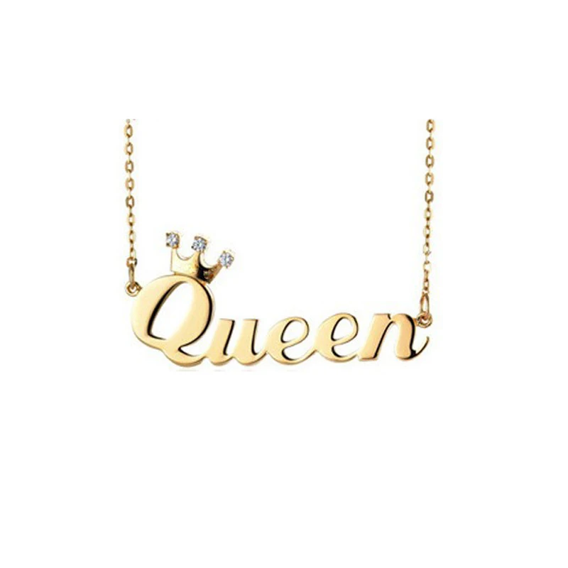 Женское ожерелье с подвеской в виде короны гравировкой|necklace with|necklace with namefashion