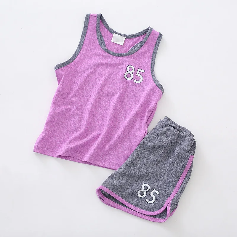 2019 Summer New Children Sets Quick Dry Clothes Baby Boy Girl Mesh Sleeves Vest Pants Sports Set | Детская одежда и обувь
