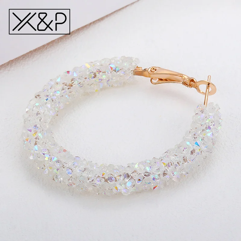 X & P модные брендовые круглые блестящие серьги капли из горного хрусталя для