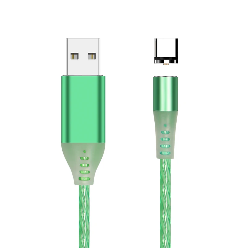 KingFriend Магнитный светодиодный светильник USB кабель передачи данных для быстрой зарядки зарядное устройство Micro USB кабель type C кабель для Xiaomi huawei iphone X - Цвет: Green USB 1 Plug