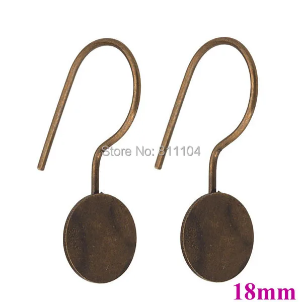 

18mm Antique Bronze Plated Flat Circle Pad Bases Cabochons Settings Clip hook Earrings Blank bulk Wholesale