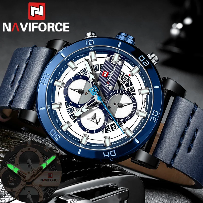 Relogio Masculino NAVIFORCE мужские часы Топ бренд Роскошный хронограф военные спортивные