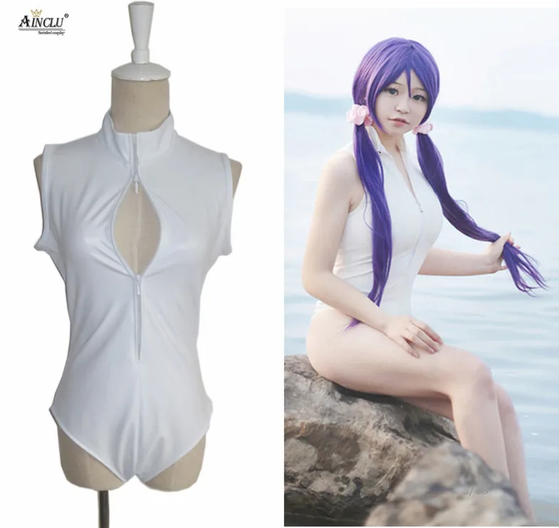 Ainclu womens performance Zentai Cosplay Anime Second Element Lovely Sister Sexy open Breast Swimsuit adults Half Tights | Тематическая