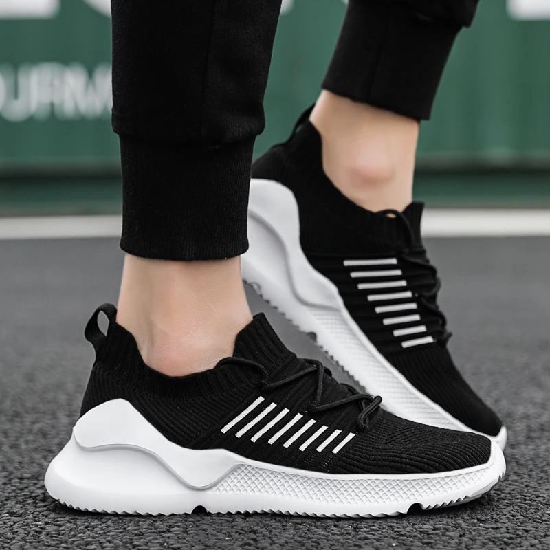 HEINRICH Men Fly-Knitted Shoes Light Sneakers Fashion Sock Outdoor Walking Breathable Footwear Erkek Ayakkab | Обувь