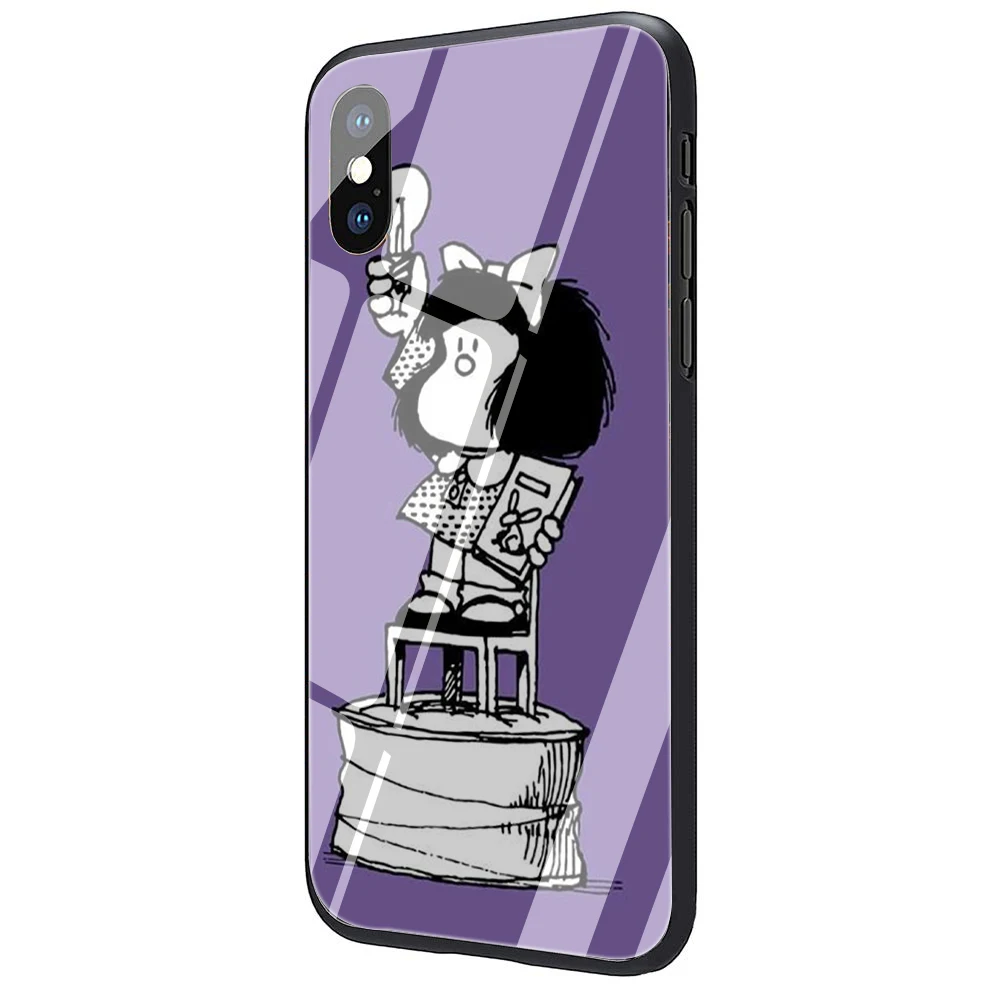 G6 Mafalda закаленное стекло ТПУ черный чехол для iPhone 5 5S 6 6s 7 8 plus X XR XS 11 pro Max - Цвет: G6