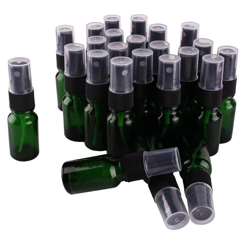

24pcs 10ml Green Glass Spray Bottle w/ Black Fine Mist Sprayer essential oil bottles empty cosmetic containers