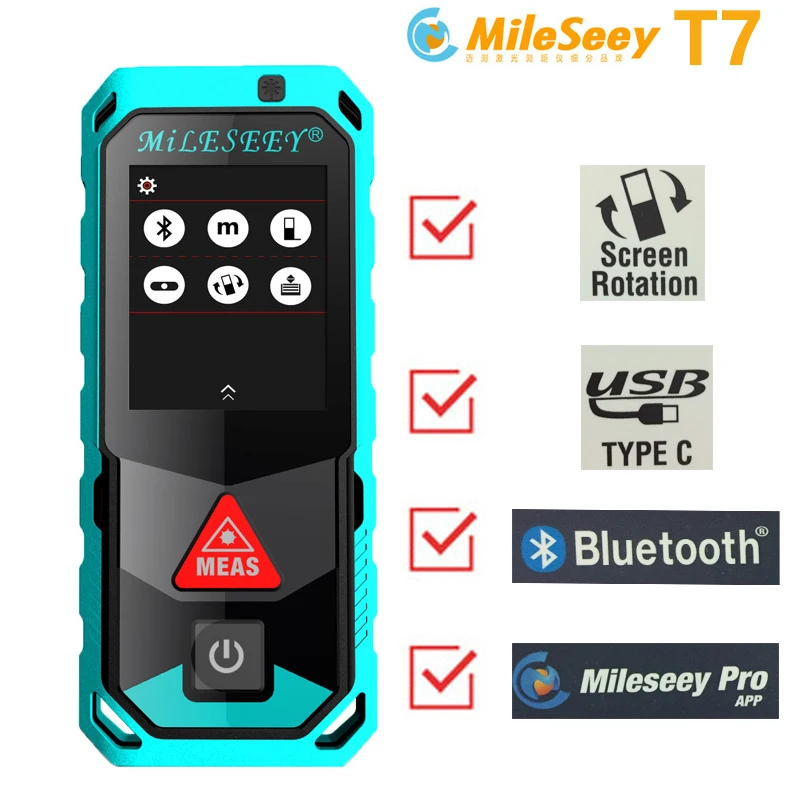 Mileseey Bluetooth Сенсорный экран лазерный дальномер с 3D точечной технологией лазерный дальномер