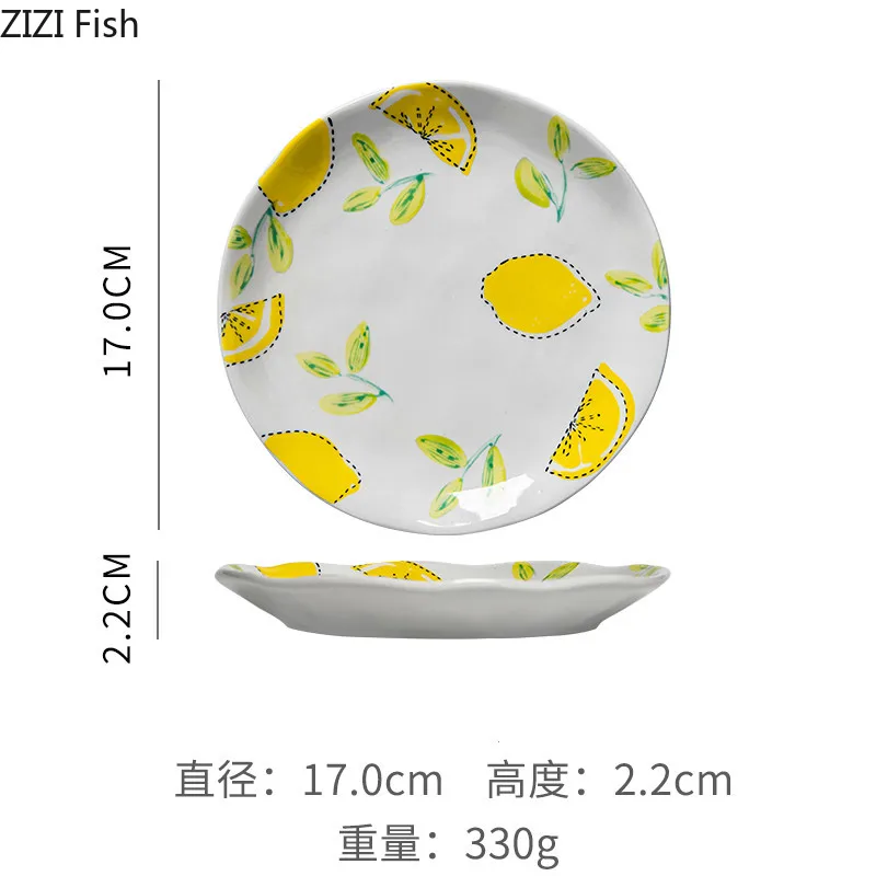 Домашняя керамическая круглая обеденная тарелка в Корейском стиле ручная - Фото №1