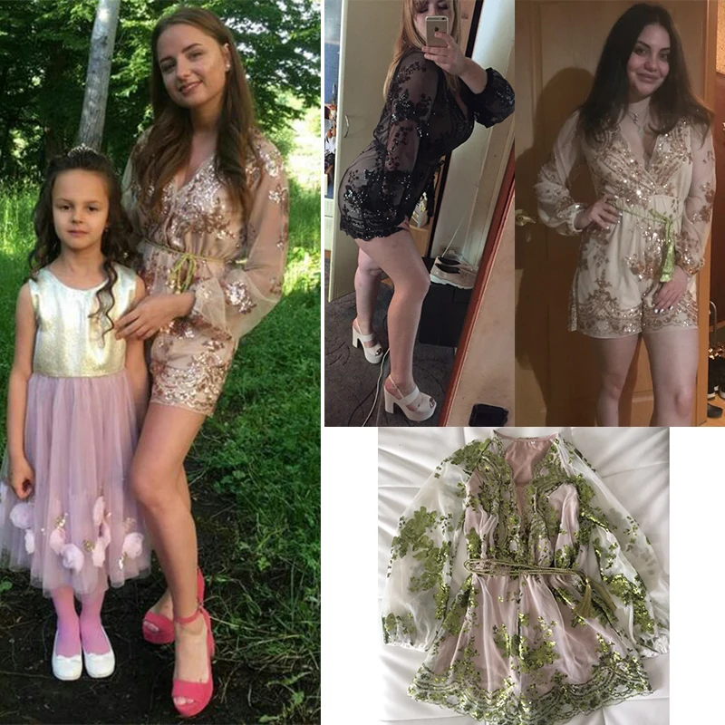 Осенние пикантные Для женщин V Средства ухода за кожей Шеи Блёстки комбинезон