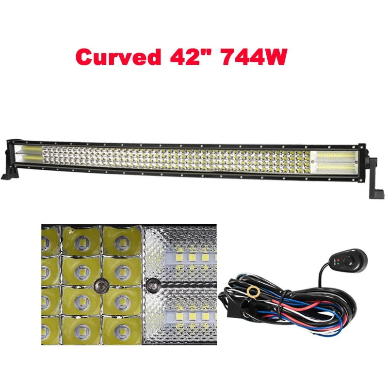 Curved 42 Inch CREK 22 большие размеры 32-42, 50 5" Quad-изогнутый строкой грузовик светодиодный светильник бар Offroad светодиодный бар, внедорожников, квадроциклов, наводненных бар светодиодный для автомобиля 4WD 4x4 ATV внедорожник джип внедорожника - Цвет: Curved 42 Inch