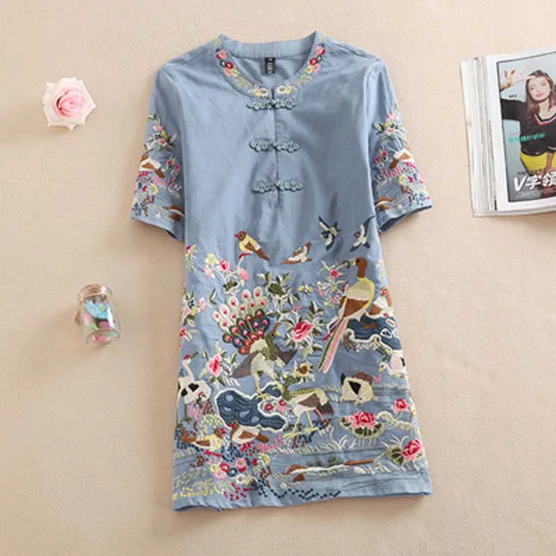 Мода женщины лето блузки вышивка плюс women clothing платья блузка женская рубашки женский одежда для женщин женские пляжная блуза блузки больших размеров топы женские рубашка с вышивкой большие размеры - Цвет: Серый