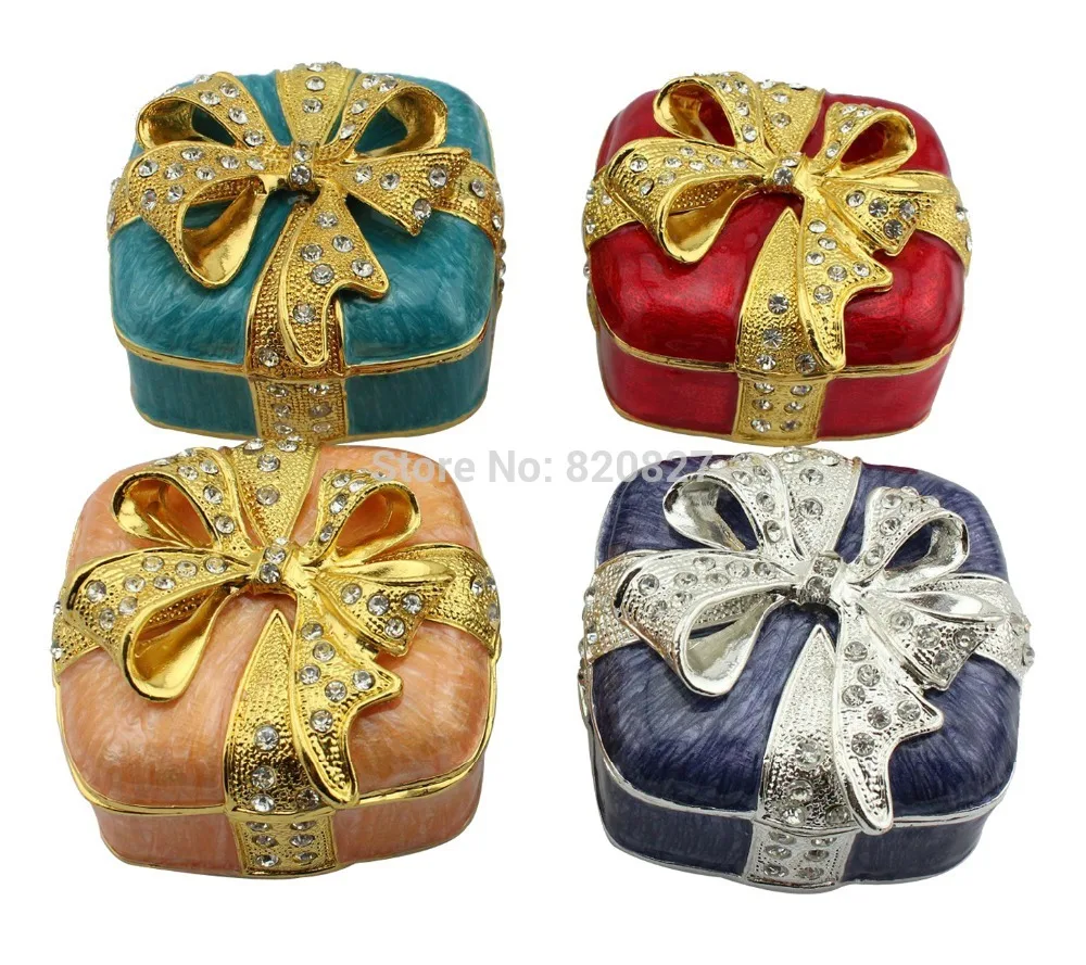 Large Size Navy Square Pewter Trinket Box (7.3*7.3*5 Cm (L*w*h)