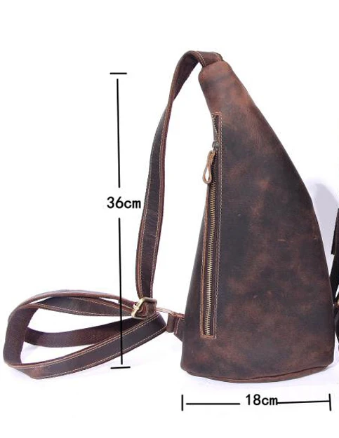 brown small bag NIUBOA, Мужская нагрудная сумка, на одно плечо, на спине, сумка из натуральной кожи, для путешествий, мужские сумки через плечо, сумки на плечо, высокое качество, кожаная сумка - Цвет: brown small bag