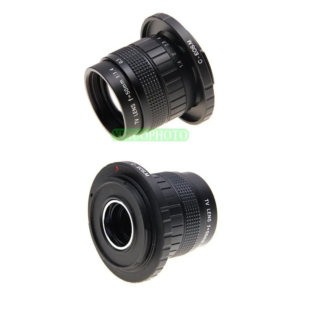 Фуцзянь 50 мм F1.4 CC ТВ-объектив + C-EOS м для беззеркальной камеры Canon EOS M M2 M3 |