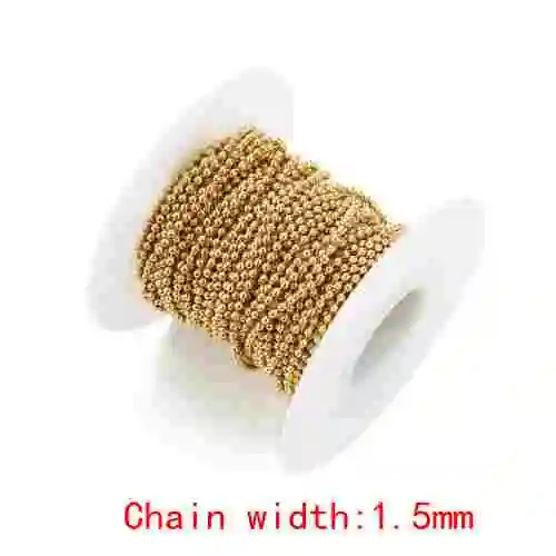 1.5mm 10 метрических ярдов/рулон натуральная Gold Over Нержавеющая сталь ожерелья из бусинок оптом для Diy браслет Цепочки и ожерелья ювелирных изделий Создание - Окраска металла: 1.5mm