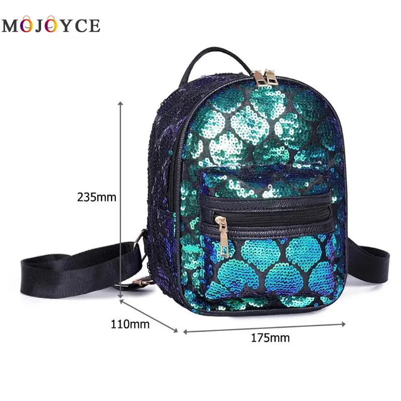 Sequins PU Leather MIni Backpack Women Fashion Glitter Knapsack PU Leather Backpack sac a dos