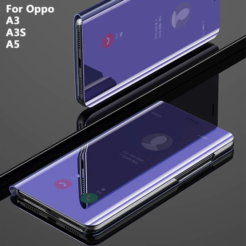 Умный чехол-книжка для телефона с зеркальным покрытием чехол Oppo A5 A3 A3S твердая