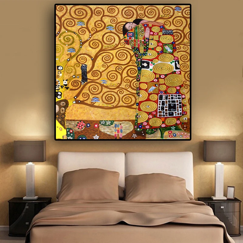 

Fulfillment By Gustav Klimt Reproduction Oil Painting on Canvas Art Posters and Prints Scandinavian Wall Picture for Living Room