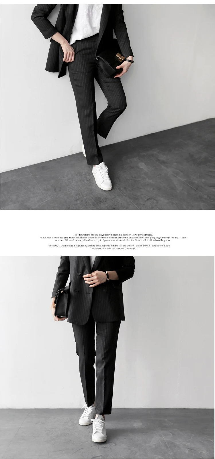 Брючный костюм, женский винтажный двубортный полосатый Блейзер, пиджак и брючный костюм, весна, Офисная Женская одежда, женские костюмы