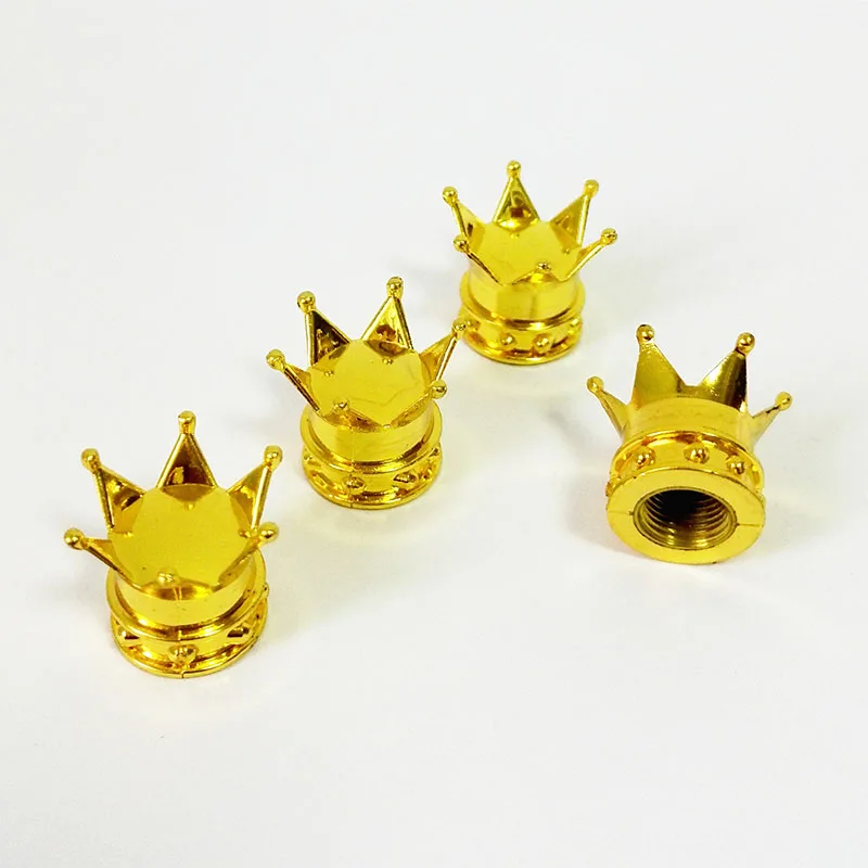 4 pcs of Gold DATOUBO, 4 шт., смешанные цвета, корона, колпачок для автомобильных шин, колпачок s, воздушный клапан, пылезащитный колпачок s, розовый, синий, красный, колпачок для велосипедных колес, колпачок для велосипедных шин, клапан - Цвет: 4 pcs of Gold