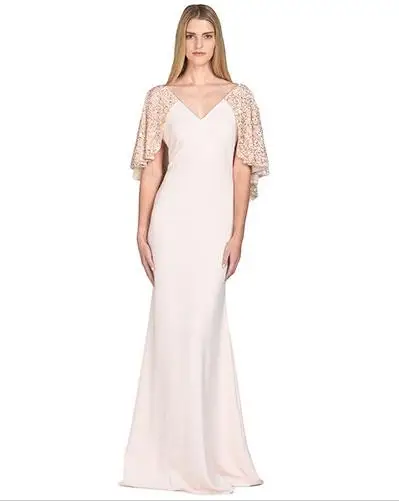 2016 оболочка джерси вечерние платья с блестками бабочка кабо вечернее платье