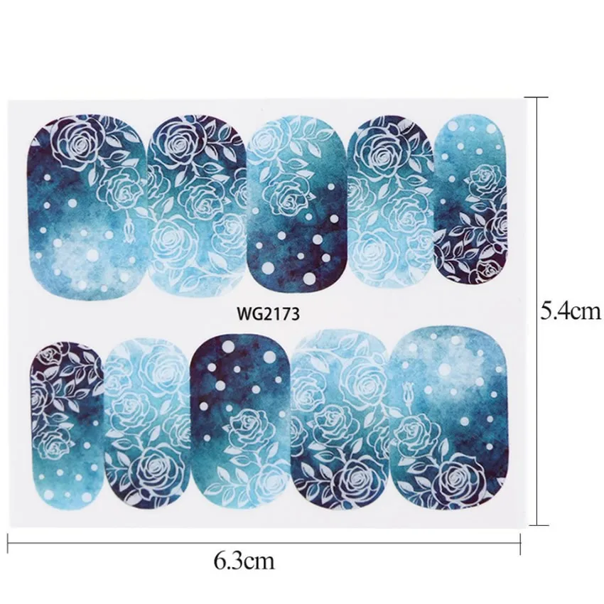 Ногтей Стикеры Водные Наклейки Для женщин Голубая роза трансфер Nail Art украшения