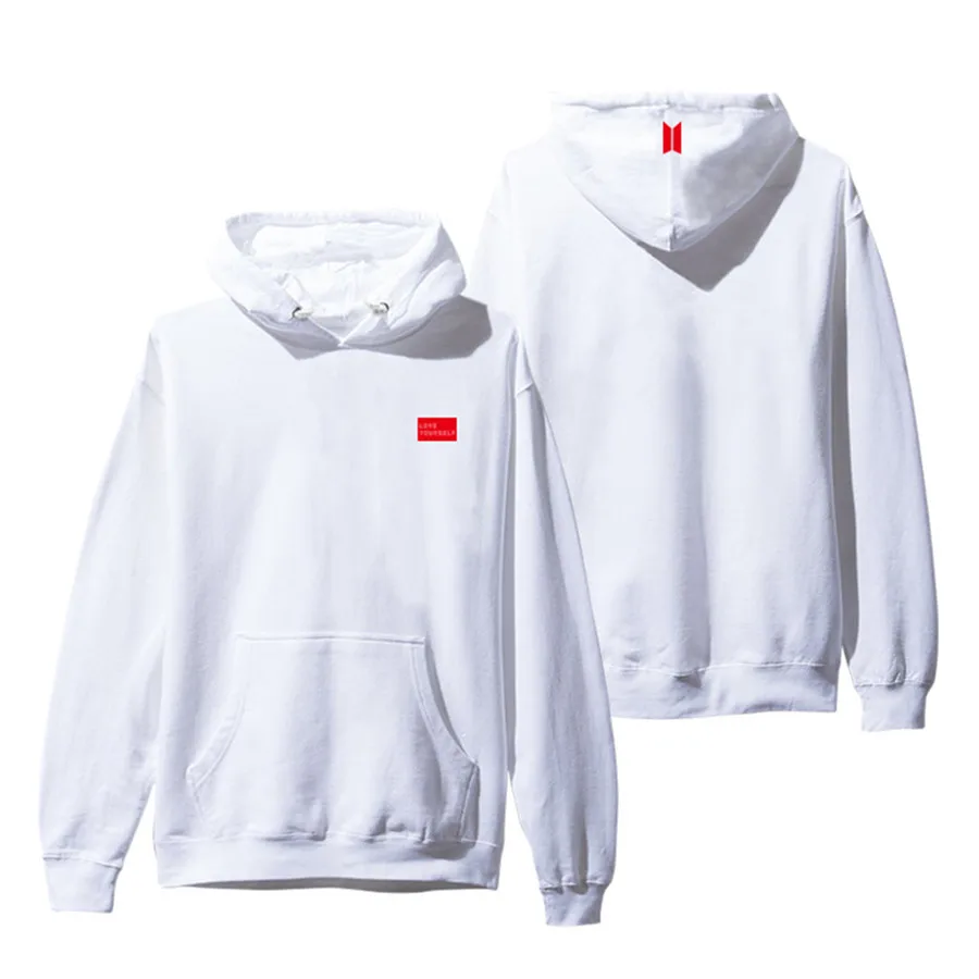 White - Small Lettle BTS спортивные весенние толстовки с длинным рукавом, спортивные толстовки с капюшоном и передним карманом, новая модная Толстовка для подростков, Мужской Женский пуловер - Цвет: White - Small Lettle