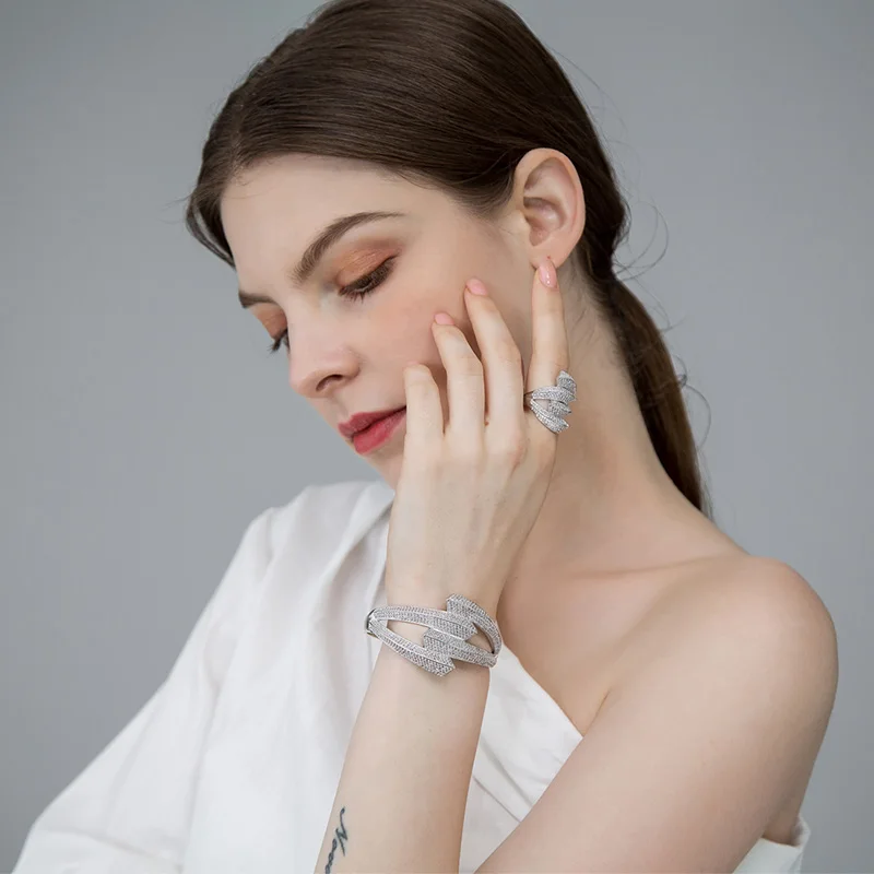 MECHOSEN серебряный цвет набор ювелирных изделий для вечеринок полный горный