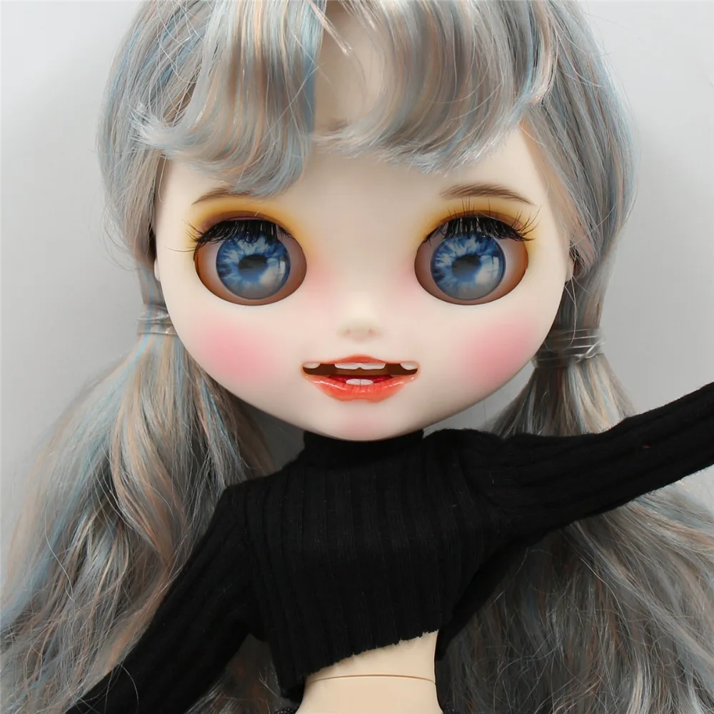 1/6 bjd фабрика blyth кукла синий микс золотые волосы, новое матовое лицо с зубами, белая кожа суставное тело 30 см BL6227/
