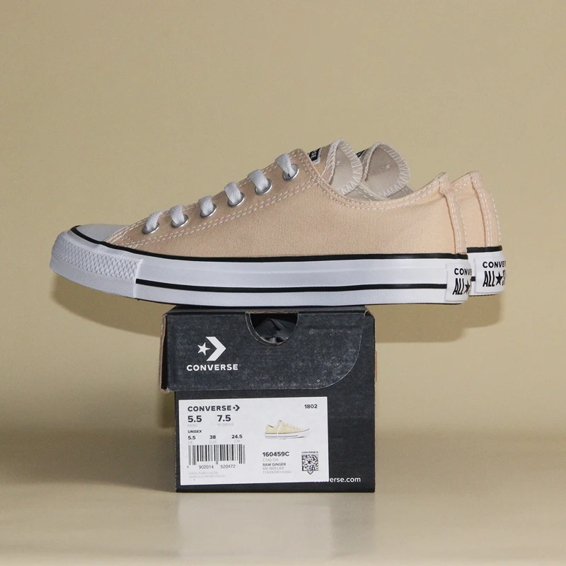 CONVERSE зажимы Taylor All Star обувь бежевого цвета оригинальные мужские и женские низкие обувь для скейтборда, кроссовки 160459C