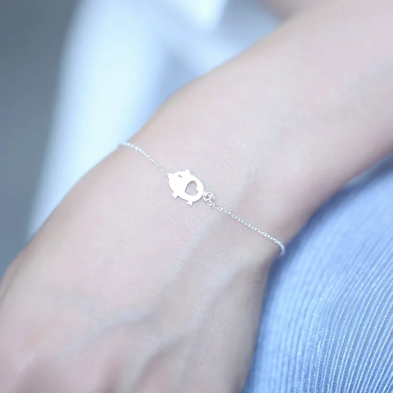 DreamySky 2018 Настоящее чистое серебро Цвет свинья браслеты для женщин pulsera de plata