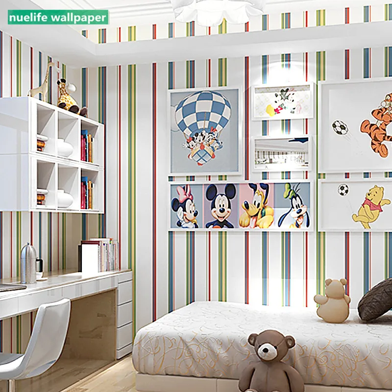 

Color blue colored vertical stripes pattern wallpaper kids room living room bedroom kindergarten background wall pure wallpaper