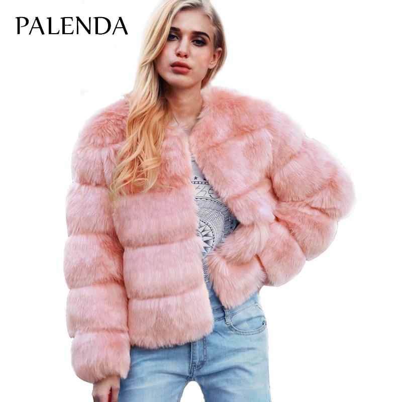 

palenda new fax fur coat thick warm pink