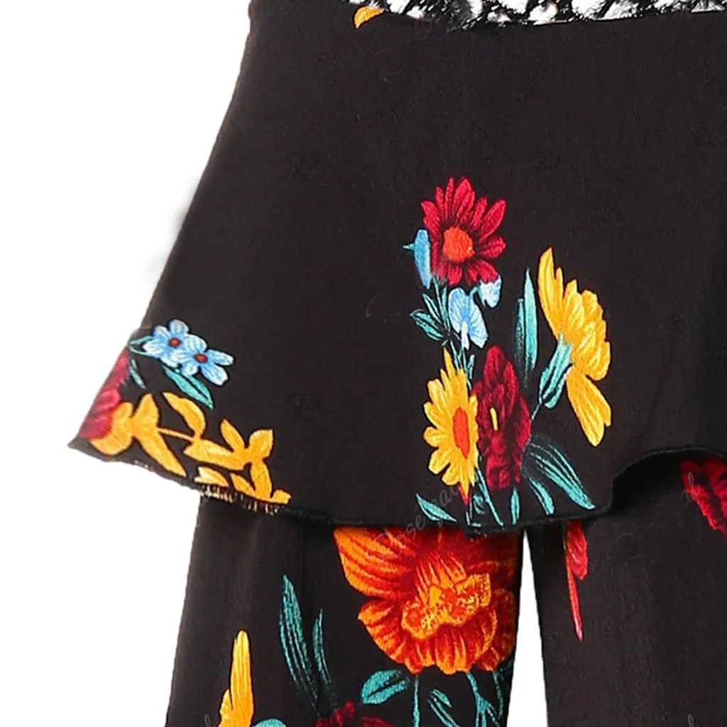 

Blouse Women Plus Size Femmes Tops And Blouses Sexy Hollow Out Shirts Color Block Vintage Floral Printing Flare Sleeve Blouse