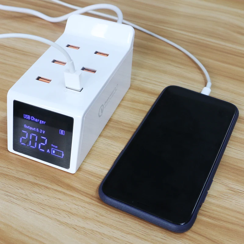 40 Вт Быстрая зарядка 3 0 Смарт USB зарядное устройство адаптер светодиодный дисплей
