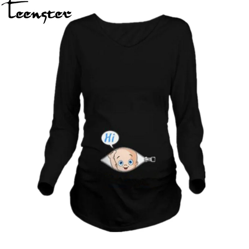 Одежда для беременных Teenster Забавные топы осенняя футболка с длинным рукавом