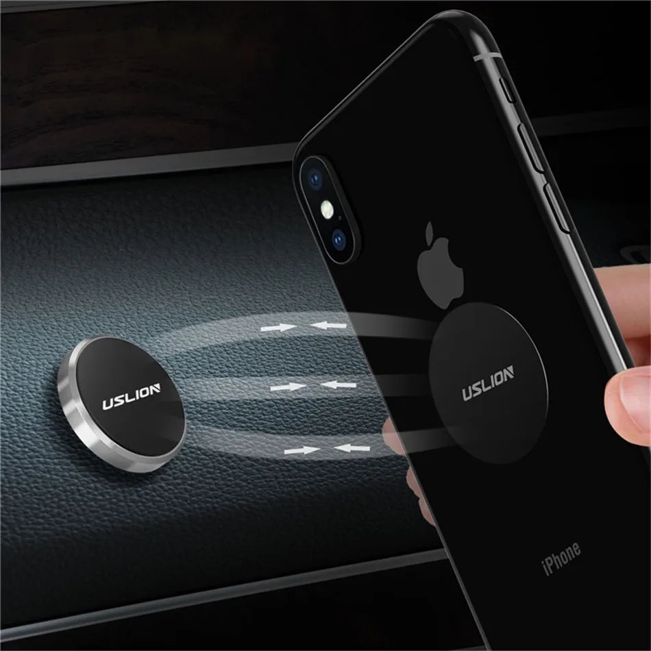 USLION универсальный магнитный автомобильный держатель для телефона для iPhone X 7 samsung Xiaomi Магнитная подставка для телефона в автомобиле поддержка мобильного телефона