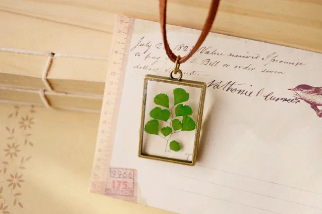 Фомальгаут Maidenhair папоротник образцы растений кожаная цепочка колье длинное