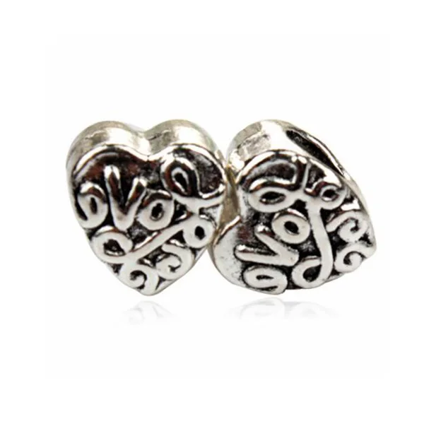 Панк Серебряный цвет маленькие Резные листья любовь сердца бусины амулеты