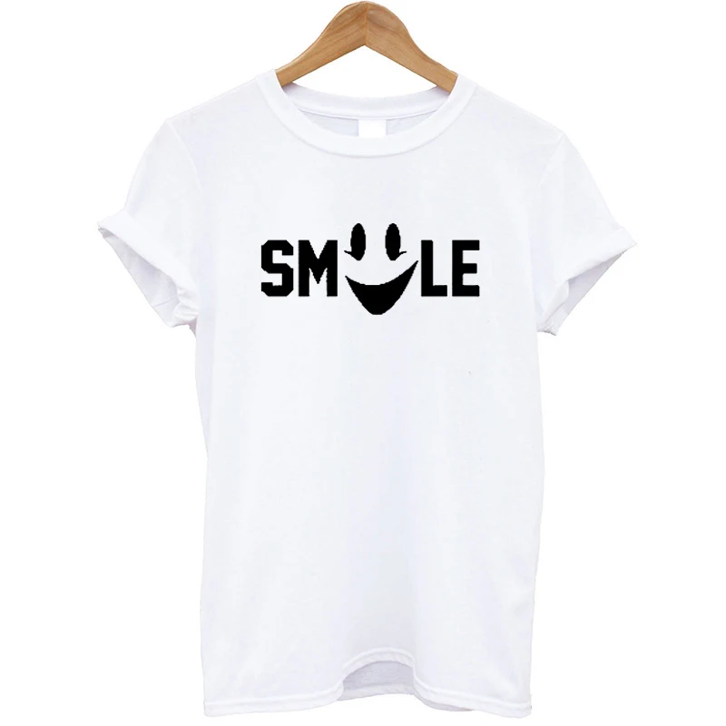 Женская футболка ONSEME с надписью Smile shape коротким рукавом | одежда