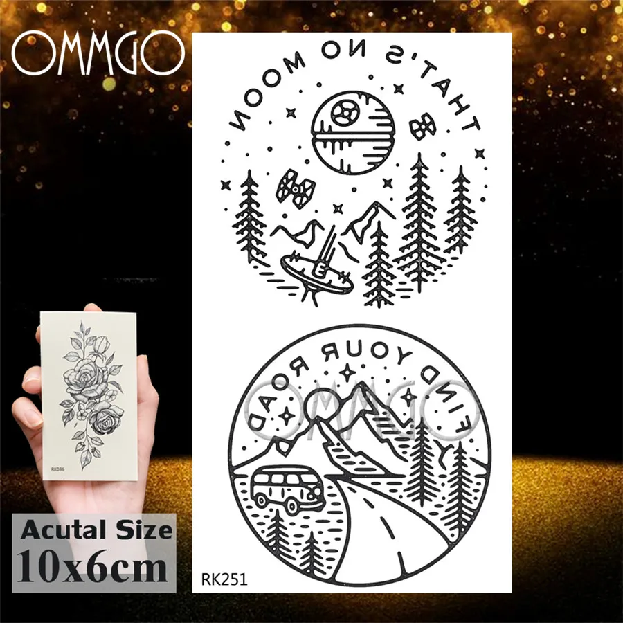 ORK251 OMMGO временная татуировка с лампочкой из стекла, горной сосны, стикер, треугольная волна, Заказная татуировка, боди-арт, рука, черные маленькие фальшивые татуировки - Цвет: ORK251