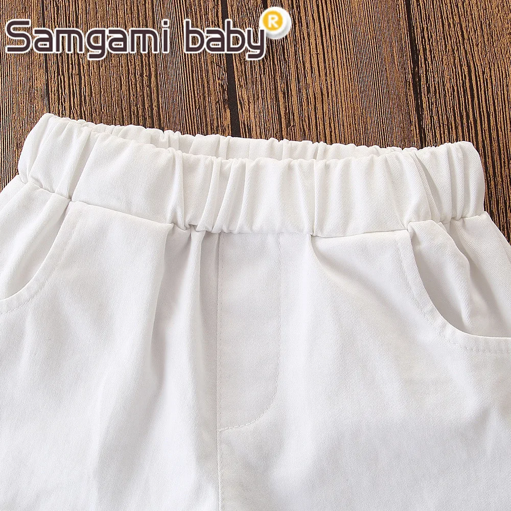 SAMGAMI/комплект летней одежды для маленьких девочек топы с короткими рукавами +