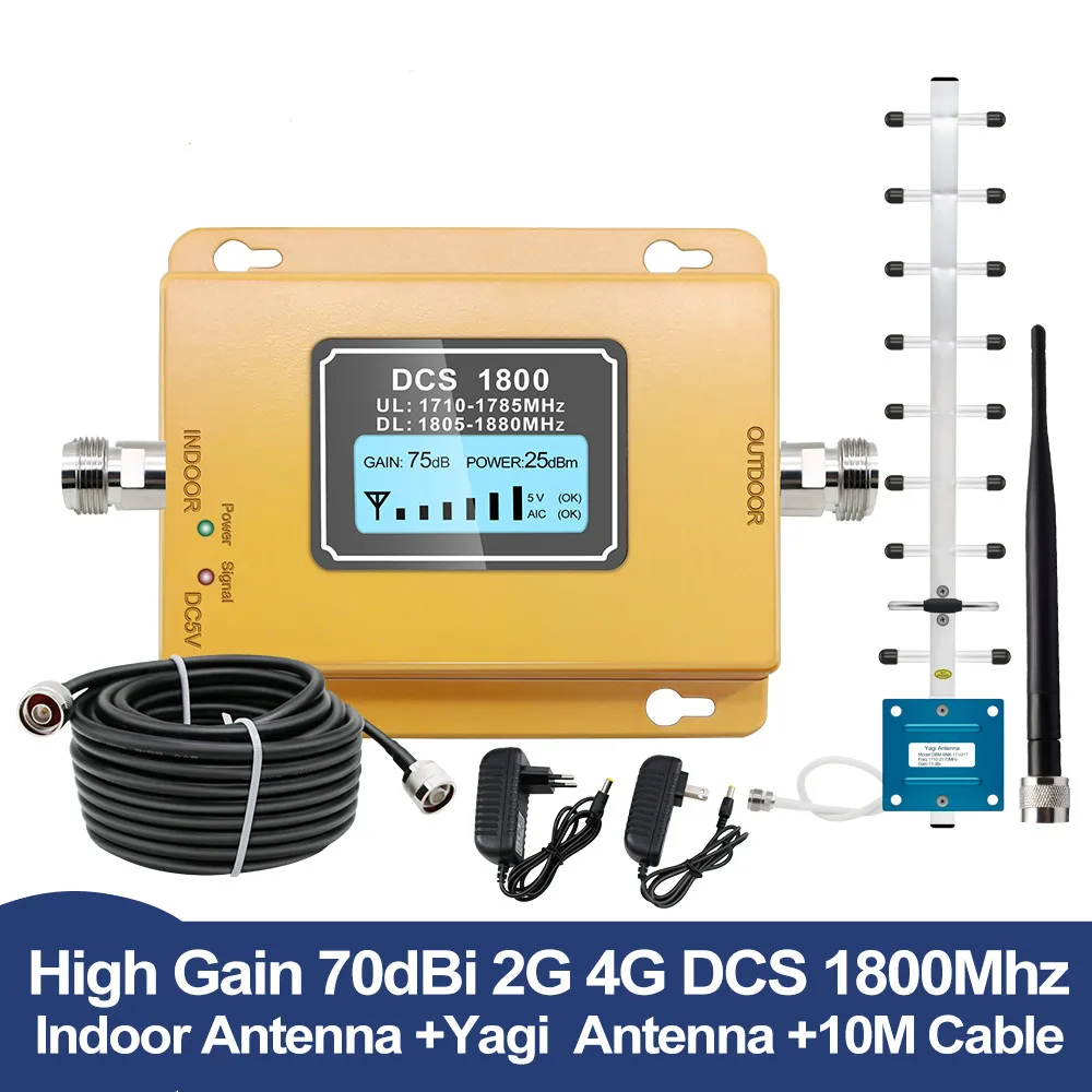 GSM LTE 1800 LCD 70dB усиление 2g 4g повторитель сигнала для сотового телефона DCS 1800MHz