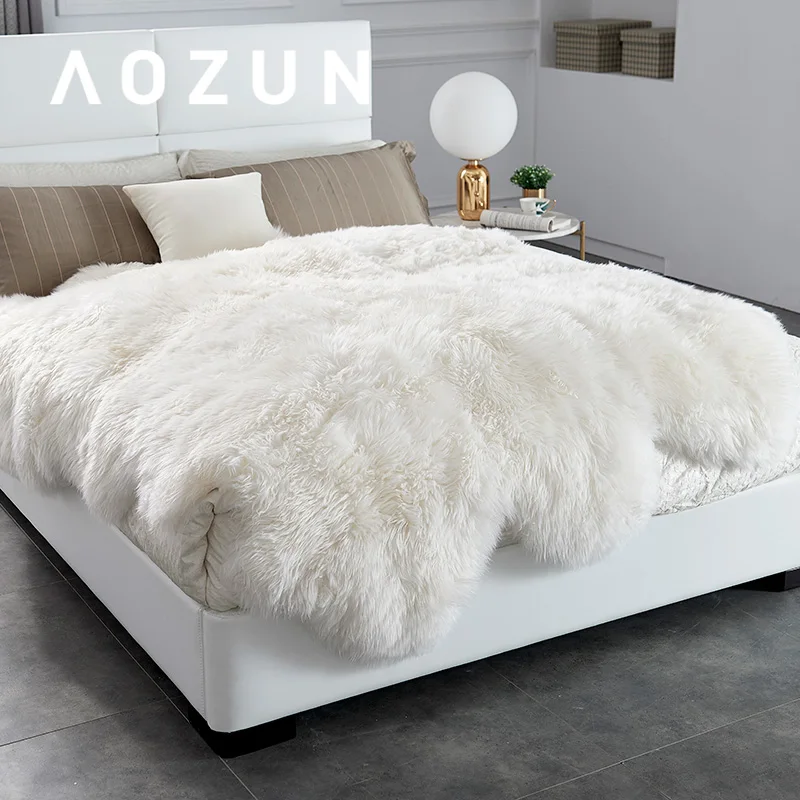 AOZUN 6P овчина ковер для домашнего декора мохнатый мех овечья кожа покрывало пушистое одеяло для детей зеленый краситель мех бросок Прямая поставка