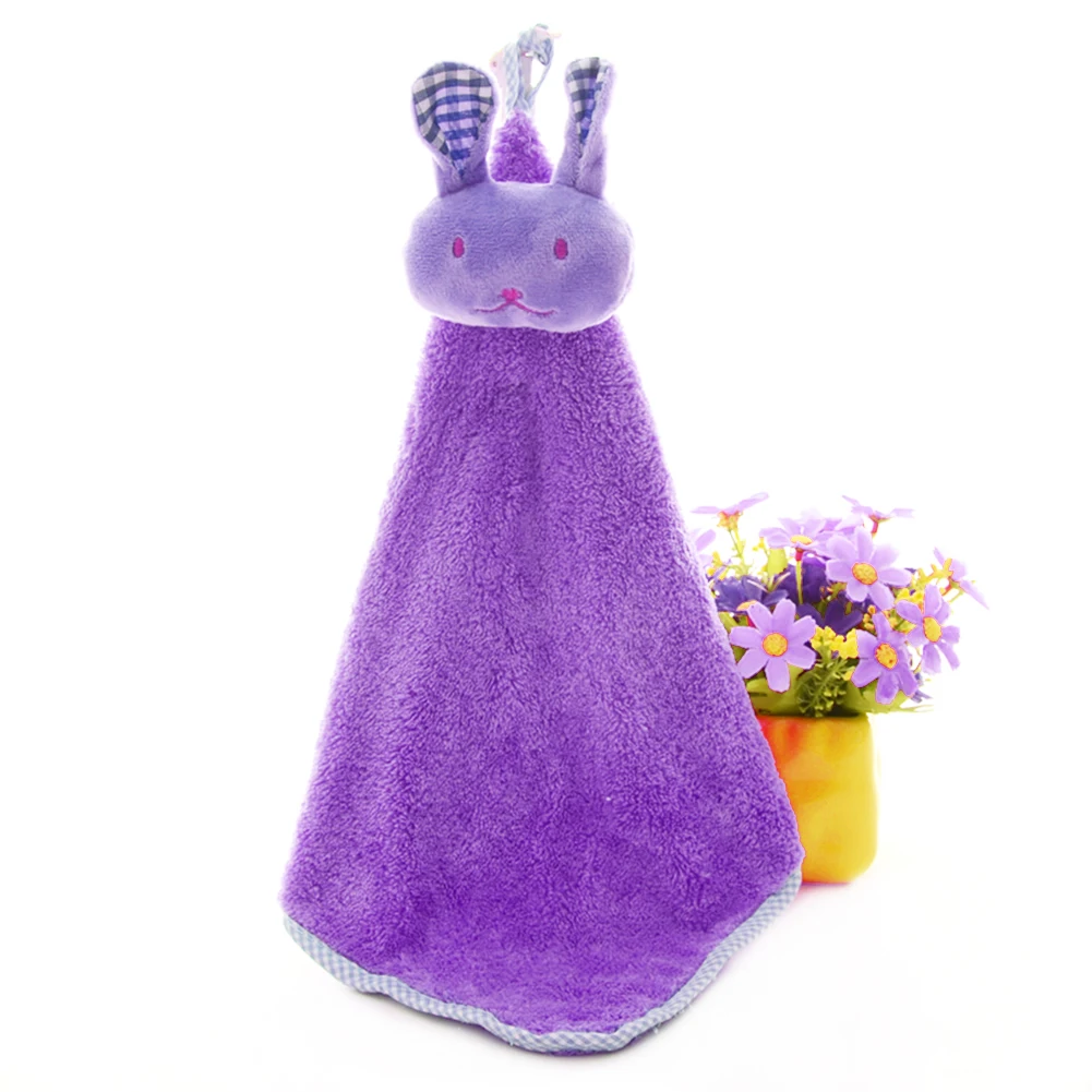 Purple Вырезанные кроличьи подвесные полотенца для рук кухонное полотенце коралловый плюшевый поглотитель из микроволокна без ворса ткань антипригарная масляная тряпка для мытья посуды - Цвет: Purple
